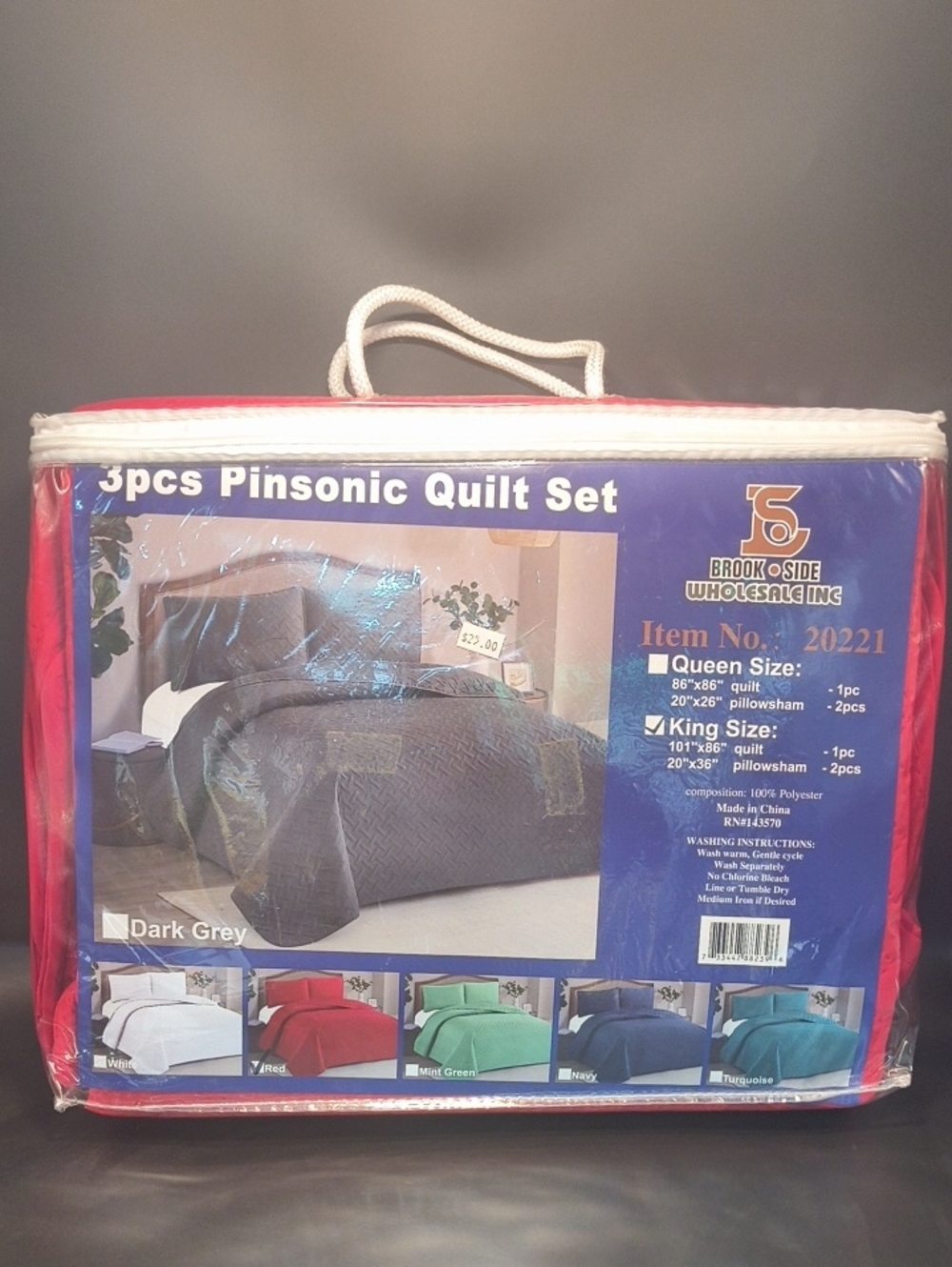 Brookside 3-Piece  King Size Pinsonic Summer Quilt Set - Red